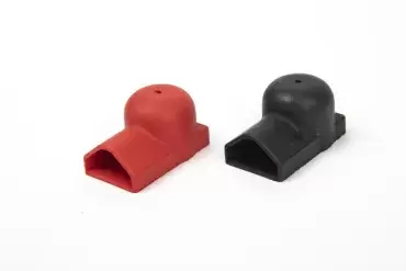 Juego de tapas de goma para terminales de baterías de caravanas, autocaravanas, camper y 4x4 overland.