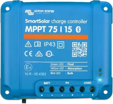 Regulador solar Victron Energy MPPT 75/15 Bluetooth SmartSolar para autocaravanas y camper.