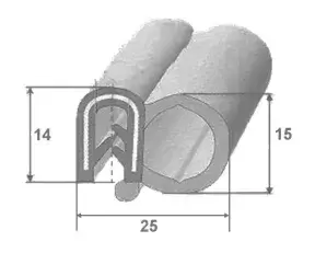 Goma multiusos universal 15x25 mm para perfil de junta de puerta para autocaravana, caravana y camper.