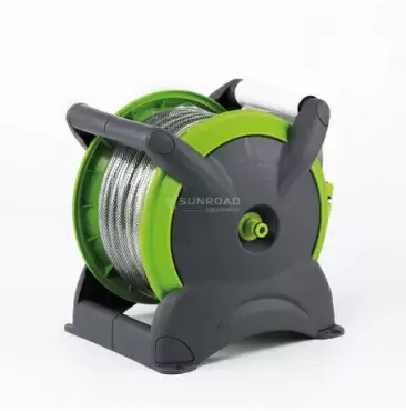 Soporte carrete manguera para llenado de agua de 15 metros con accesorios, camping caravaning.