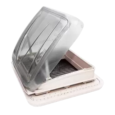 Claraboya 40x40 con doble cristal, oscurecedor y mosquitera integrado para caravanas, autocaravanas y camper.