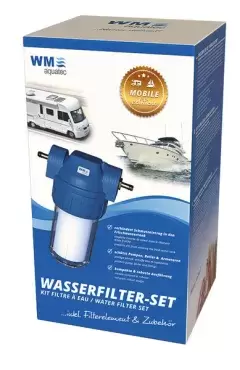Pre filtro de entrada de agua anti sedimentos WM Aquatec para caravanas, autocaravanas y camper.
