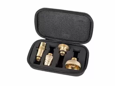 Estuche de boquillas adaptadoras para rellenar bombonas de GLP para autocaravana, caravana y camper.