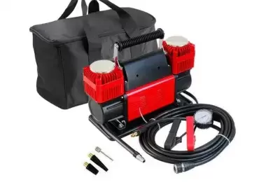 ompresor portátil de aire 12V Bicilindrico 300 litros minuto para caravanas, autocaravanas, camper y 4X4 overland.